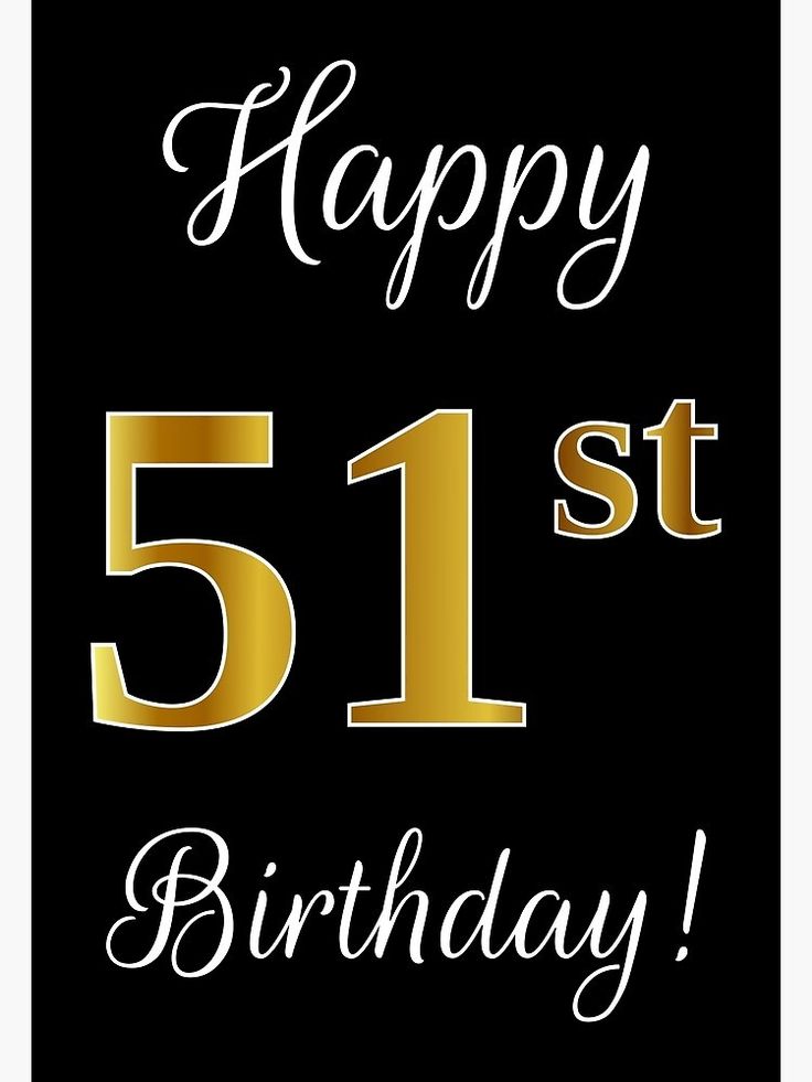 a black and gold birthday card with the number 51