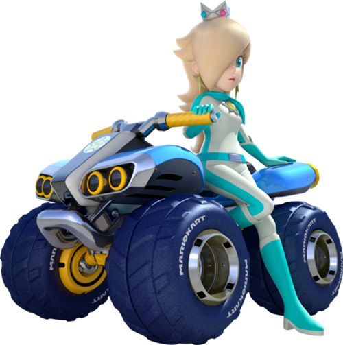 a cartoon character riding on top of a four wheeled vehicle