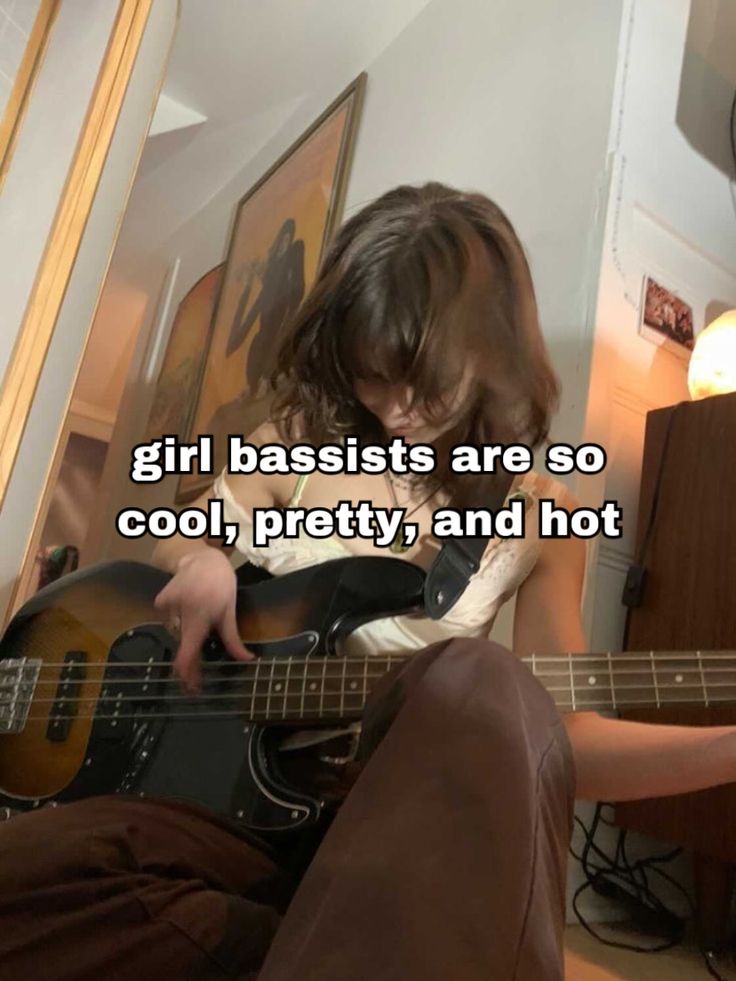 I play bass and I appreciate other girl bassists so much 🫶 Bassist Quotes, Gang Aesthetic, I Love Bass, Rockstar Aesthetic, Guitar Obsession, 사진 촬영 포즈, Relatable Whispers, Girl Things, Bass Player