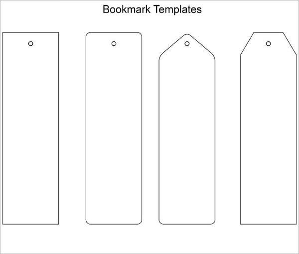 four bookmark templates are shown in three different shapes and sizes, one is blank