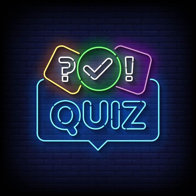 quiz neon sign with question mark and check mark