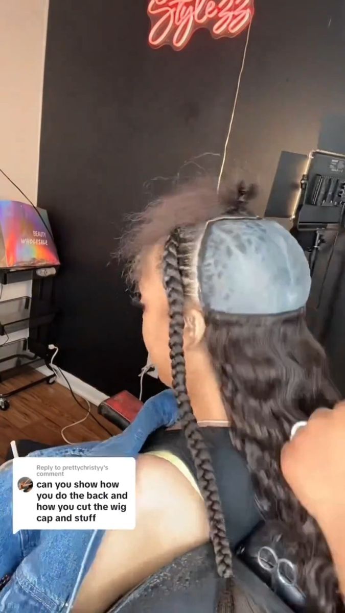 Quick Weave Two Braids, Two Braids Quick Weave In The Back, Quick Weave With 2 Stitch Braids, Two Braids And Quick Weave, Quick Weave Braids Hairstyles, Quick Weave With Two Braids, Feedin Braids With Quick Weave, Two Braid Quick Weave, 2 Braids Quick Weave