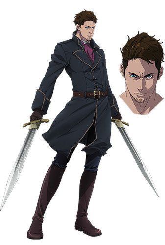 an anime character with two swords in his hand