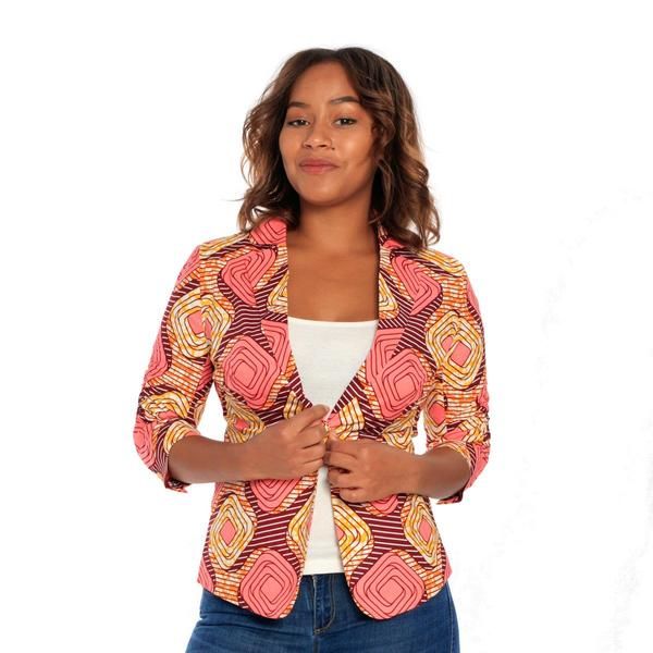 The Pink Jacket Ankara Jacket Styles, Ankara Jackets For Women, Pink Ankara, African Jacket, Exotic Outfits, African Print Pants, Nigerian Outfits, Ankara Jackets, African Suit