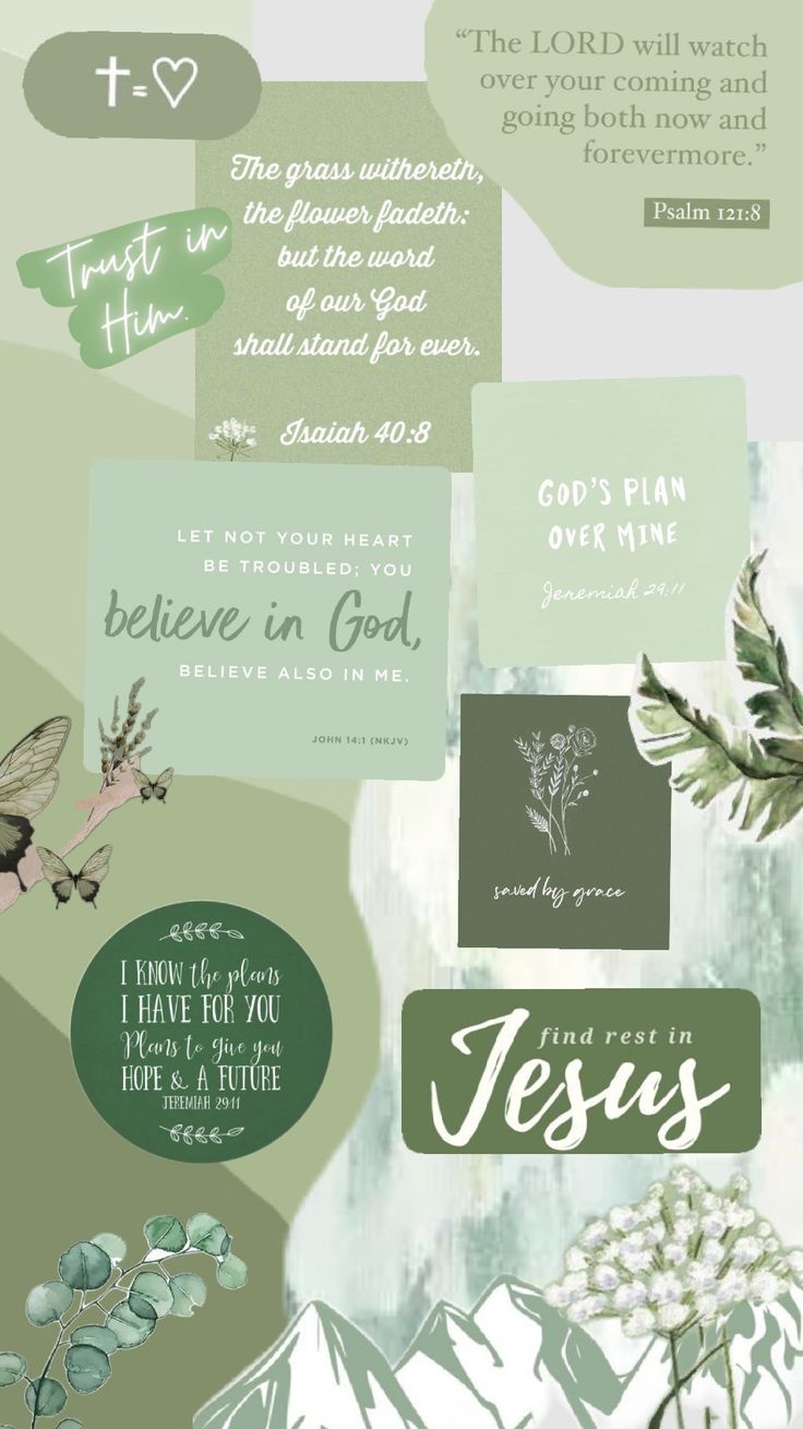 a collage of images with words and flowers on them, including the word jesus