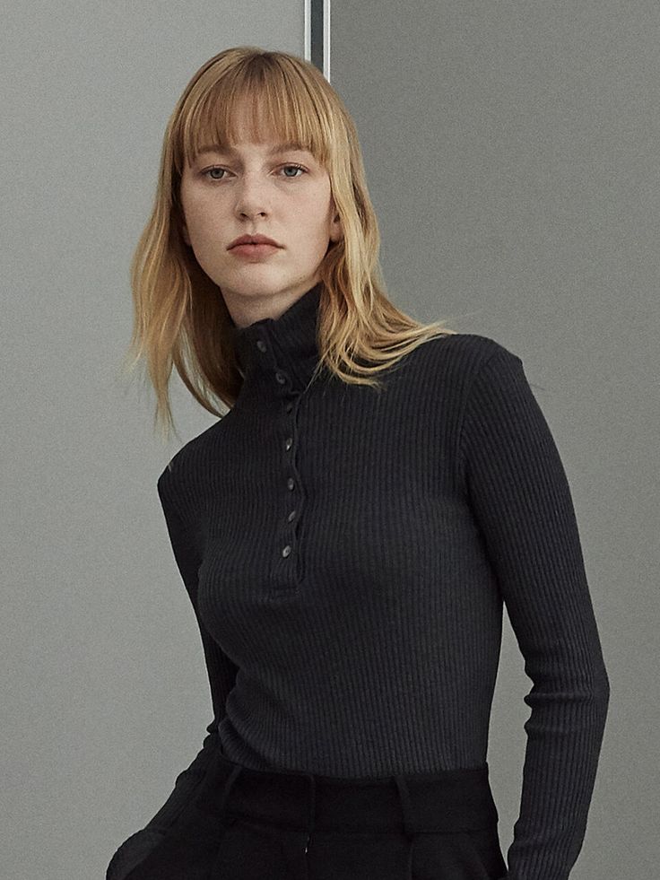 Ribbed Button-up Tops For Layering, Ribbed Button-up Winter Top, Ribbed Button-up Top For Winter, Ribbed Button-up Workwear Tops, Winter Ribbed Button-up Top, Fall Turtleneck Top With Buttons, Black Ribbed Button-up Top, Washing And Drying Machine, Body Silhouette