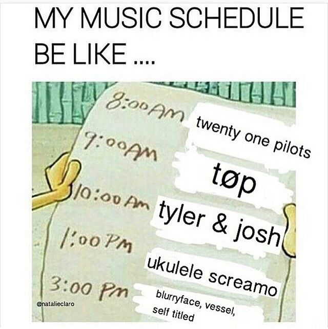 a poster with the words, my music schedule be like