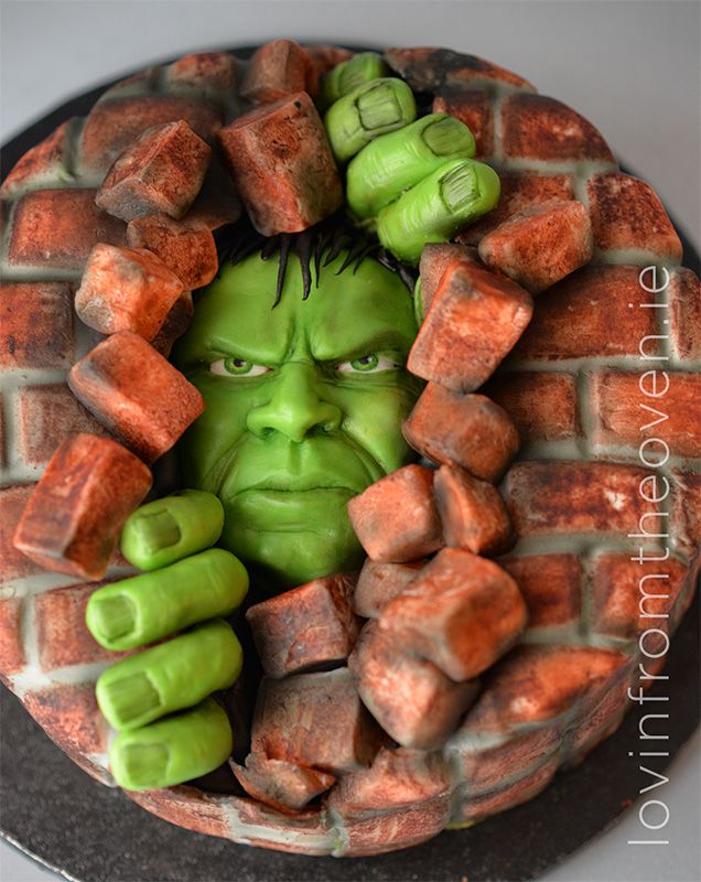 there is a cake made to look like the incredible hulk