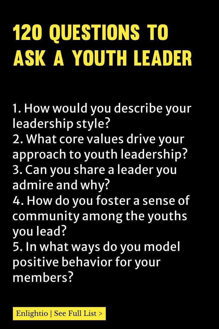 a black background with the words 120 questions to ask a youth leader in yellow text