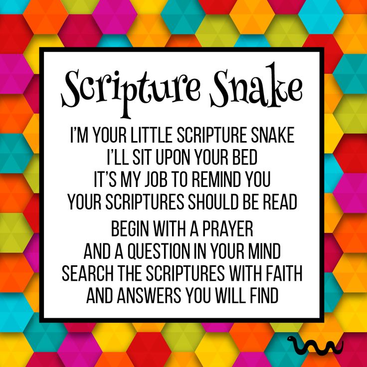 a poem written in black on top of colorful geometric background with the words,'i'm your little scripture snake it'll sit upon your bed