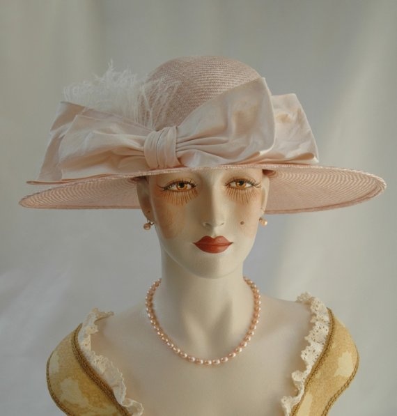 Romantic Ladies Pink Straw 1920s Hat by LadySalisbury on Etsy, $180.00 Kentucky Derby Evening Hat With Satin Bow, Classic Pink Summer Hat, Elegant Boater Hat With Bow And Curved Brim, Elegant Boater Hat With Curved Brim And Bow, Elegant Flat Brim Boater Hat For Garden Party, Elegant Boater Hat With Curved Brim And Bow Detail, Elegant Evening Hat With Satin Bow, Elegant Spring Straw Hat With Bow, Elegant Summer Hats With Bow