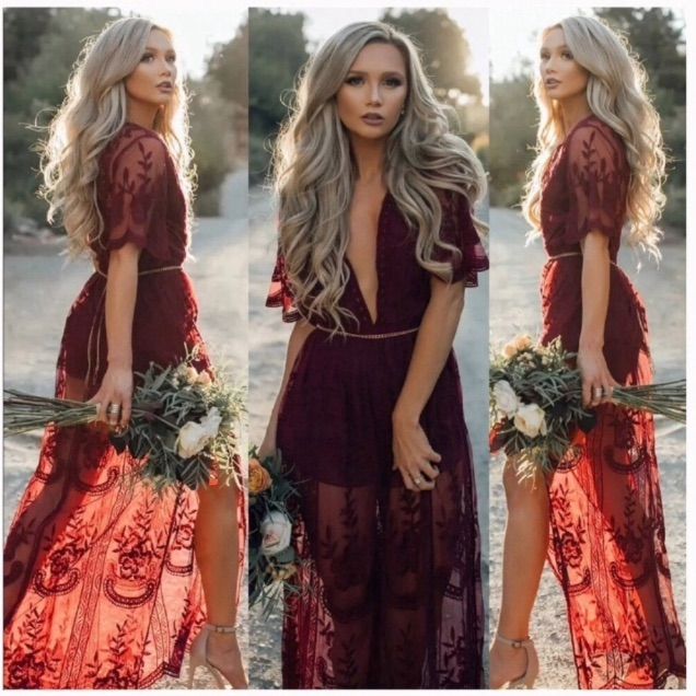 Boho Lace Romper Dress Maxi Fits True To Size Gown Bridesmaid, Foto Baby, Moda Boho, Cocktail Evening Dresses, Lace Dress Long, Boho Lace, Modieuze Outfits, Lace Maxi, Lace Romper