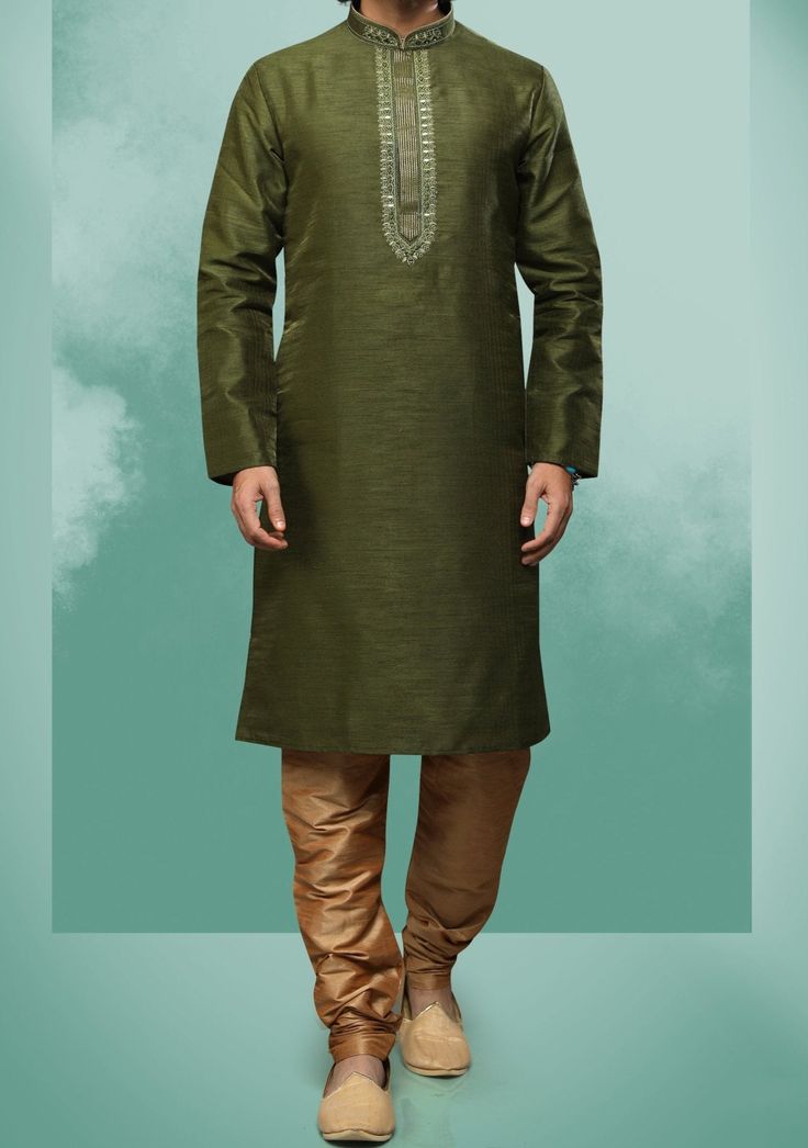 Men's Traditional Party Wear Kurta Pajama - db20612 Art Silk Churidar With Dori Work For Traditional Ceremonies, Eid Puja Kurta With Dori Work, Festive Art Silk Churidar With Dabka Details, Festive Art Silk Churidar With Dabka, Art Silk Sets With Embroidered Border For Festivals, Diwali Art Silk Sets With Embroidered Border, Straight Kurta Salwar Kameez With Embroidered Border For Ceremonies, Salwar Kameez With Embroidered Border For Traditional Ceremonies, Straight Kurta Sets With Embroidered Border For Traditional Ceremonies