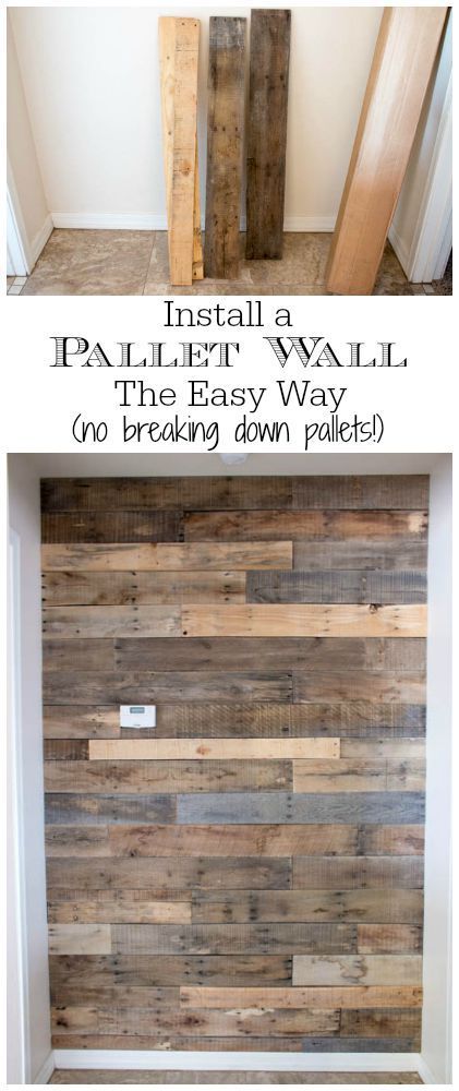 an easy diy pallet wood wall with instructions to make it look like they have been