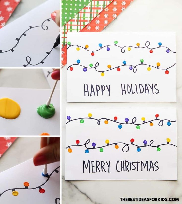 handmade holiday cards with christmas lights on them