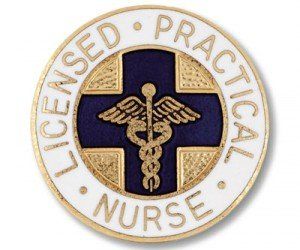 a gold and blue nurse badge with the words, i'm raised - practical nurse