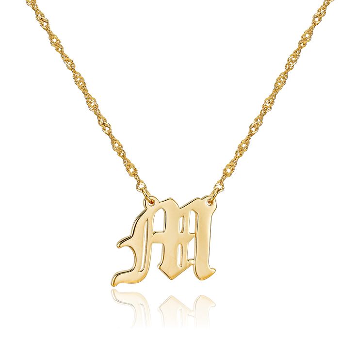 Some wear their hearts on their sleeve - we wear it around our necks. Our classic script initial necklace is a near and dear staple. 14k gold vermeil and a true, easy layer. Adjustable at 16", 17" and 18" Singapore Chain 14k gold vermeil pendant, chain and finishes Nickel-, brass-, and lead-free Mother's Day Yellow Gold Classic Initial Necklace, Classic Yellow Gold Initial Necklace For Mother's Day, Mother's Day Classic Yellow Gold Initial Necklace, Classic Gold Initial Necklace For Mother's Day, Tarnish-resistant Classic Initial Pendant Name Necklace, Classic Tarnish-resistant Initial Pendant Necklace, Tarnish-resistant Classic Initial Pendant Necklace, Classic Initial Necklace For Mother's Day, Mother's Day Gold Nameplate Initial Necklace