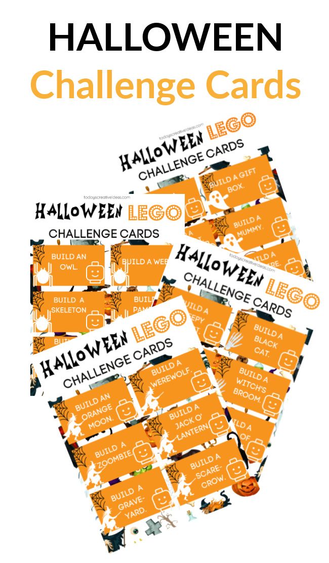 halloween challenge cards with orange and white designs on them, all in the shape of a hexagon