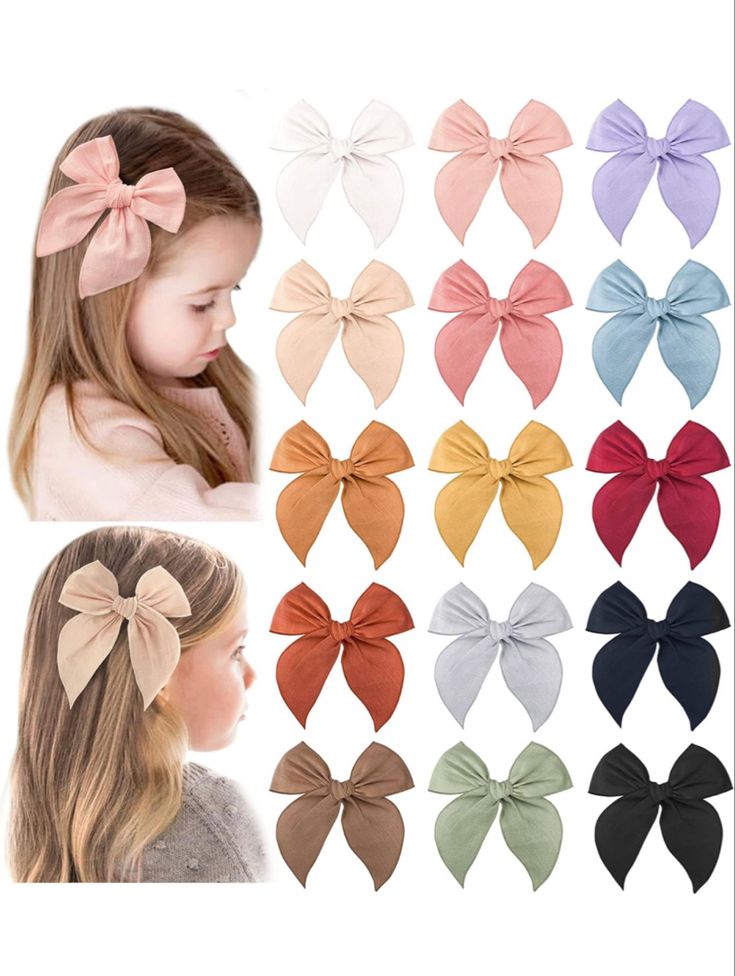 Pack of 15 Fable Girls Hair Bows Cotton Linen Alligator Hair Clips or Little Girls Toddlers Kids Neutral Handmade Hair Accessories Baby Bow Clips, Big Hair Bows, Baby Hair Bows, Hair Accessories Clips, Handmade Hair Accessories, Hair Clips Girls, Girl Hair Bows