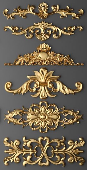 gold decorative elements on a gray background