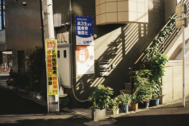 a building that has some plants in front of it