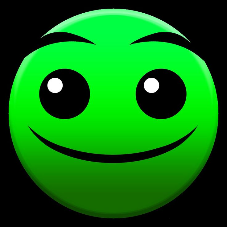 a green smiley face with two eyes