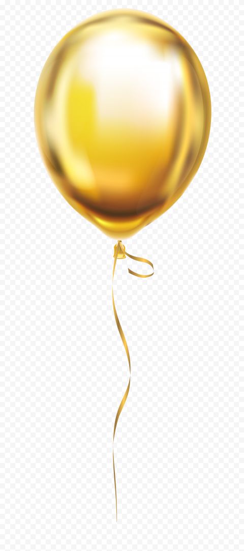 a golden balloon with a streamer hanging from it's side