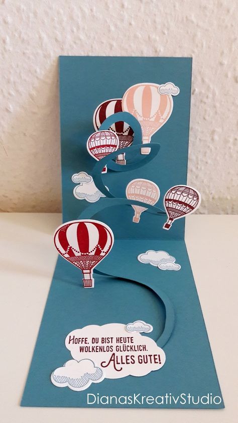 a card with hot air balloons on it