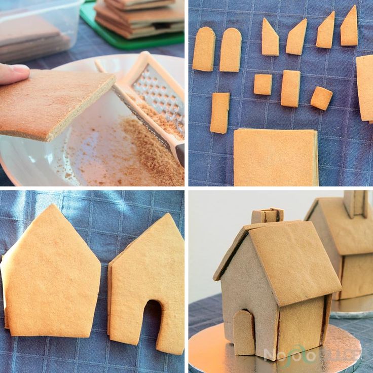 the process of making gingerbread houses is shown