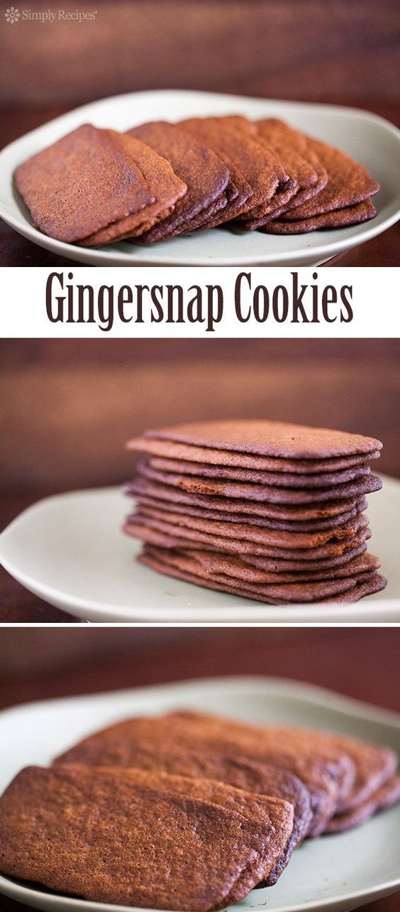 ginger snap cookies on a white plate with the words ginger snap cookies above it and below