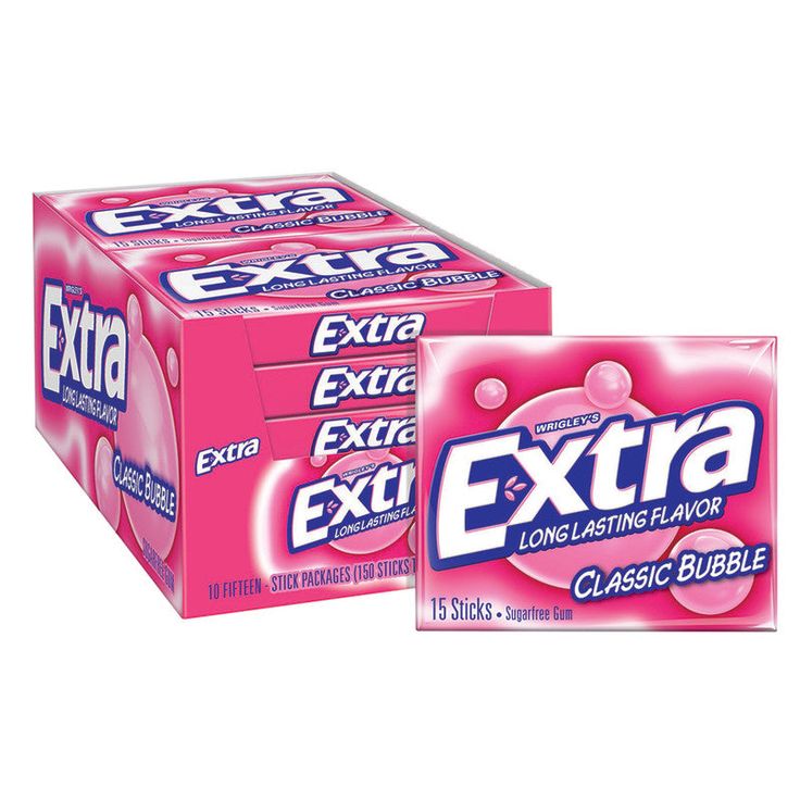 Wholesale Extra Classic Bubble Gum Slim Pack- Bulk Extra Gum Flavors, Chewing Gum Brands, Spearmint Gum, Extra Gum, Bubble Gum Flavor, Gum Flavors, Sugar Free Gum, Chewing Gum, Candy Recipes