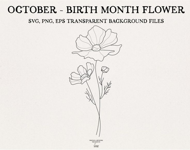 a drawing of flowers with the words october - birth month flower