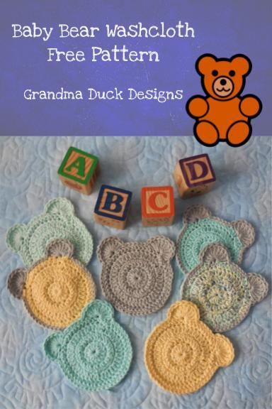 an image of baby bear washcloths and crochet patterns for grandma duck designs