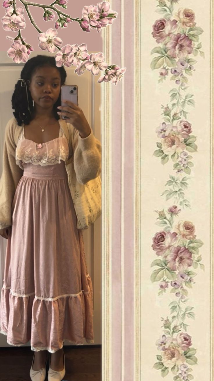 Princess Style Aesthetic, Cute Dress Cottagecore, Cottage Core Pink Outfit, Cottagecore Feminine Outfits, Cottagecore Modest Outfits, Modest Cute Clothes, Cottagecore Outfit Inspiration, Coquette Inspired Outfits, Cottagecore Coquette Outfits