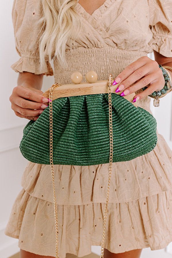 - Pull your look together with this sweet purse! Its woven design and wooden clasp make it the perfect for summer style. It easily elevates your OOTD giving it a laid-back yet chic vibe. - A fully lined pouch - Woven raffia material - Gold colored metal hardware - A magnetic wooden ball clasp closure - A removable chain strap - A zippered interior pocket Woven Purse, Woven Raffia, Woven Design, Out And About, Metal Hardware, Chain Strap, Summer Style, Gold Color, Summer Fashion