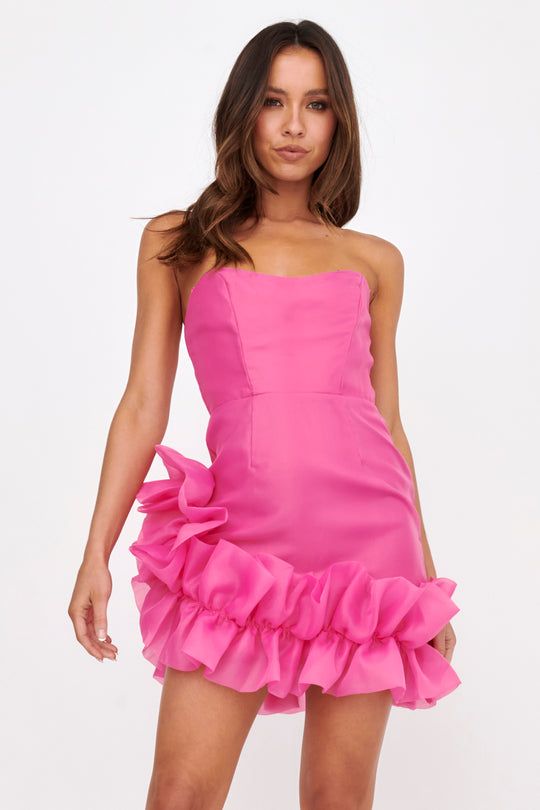 Bright Cocktail Dress, Blue Mini Dress Formal, One Shoulder Hoco Dress, Pink Selfie, Hoco Ideas, Mini Dress Strapless, Rush Week, Rush Outfits, Sorority Rush