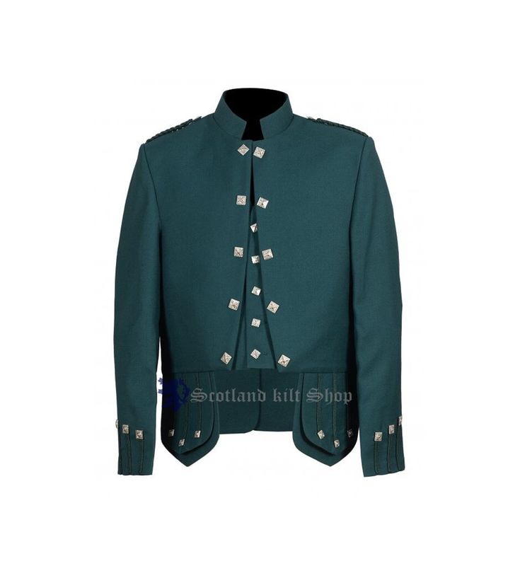 ⦿This Custom Made Sea Green Sheriffmuir Doublet Kilt Jacket and Vest made of high Quality Wool has its own Grace to wear for all kind of wedding occasions and gatherings. This evening wearing Kilt Jacket accompanies Vest and idealizes appropriate for men's and young men. It including thorn symbol on all buttons with skirt folds. This Scottish Jacket is completely fixed with glossy silk and accompanies 10 buttons. The vest is completely lined and has 5 watching thorn buttons. ⦿Product Features Material: 100% Wool Fabric: Blazer Wool Style: Sherrifmuir Type: Scottish/Highland Lining: Satin Buttons: Lion Rampant/Chrome Front Buttons: 10 Epaulets: Braided with Button Cuffs Style: Decorated with Laces & Buttons Skirt Flaps: Decorated with Laces & Buttons Pockets: 2 Inside Vest Buttons: 5 Pocket Single Breasted Long Sleeve Vest For Winter, Elegant Green Stand Collar Outerwear, Single-breasted Long Sleeve Vest For Winter, Elegant Green Outerwear With Stand Collar, Fall Wedding Outerwear With Pockets, Fall Wedding Sport Coat With Long Sleeves, Winter Wedding Long Sleeve Sport Coat, Fall Wedding Long Sleeve Sport Coat, Fitted Suits With Stand Collar For Fall