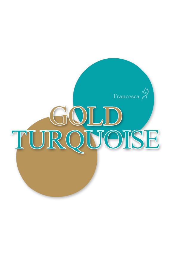 gold and turquoise circles with the words gold turquse