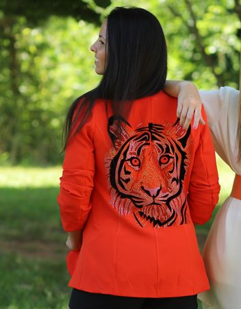 Strut into game season with the gorgeously glamorous Blitzed Out Orange Blazer. With a bedazzled tiger featured on the back, you're bound to have a one-of-a-kind outfit. Orange Blazer, The Back, The Struts, Blazer, Orange