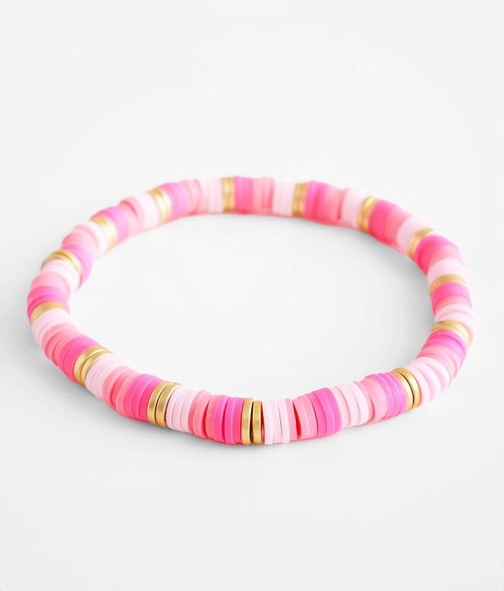 BKE Neon Disc Bead Bracelet - Pink , Women's Pink Stretch bracelet One size fits most. Apparel & Accessories Neon Pink Bracelet, Round Clay Bead Bracelet, Neon Heishi Bracelet, Beaded Bracelets Kids, Clay Bead Bracelet Ideas Patterns, Pink Preppy Bracelet, Friendship Bracelet Clay Beads, Cute Preppy Bracelet Ideas, Preppy Beaded Jewelry