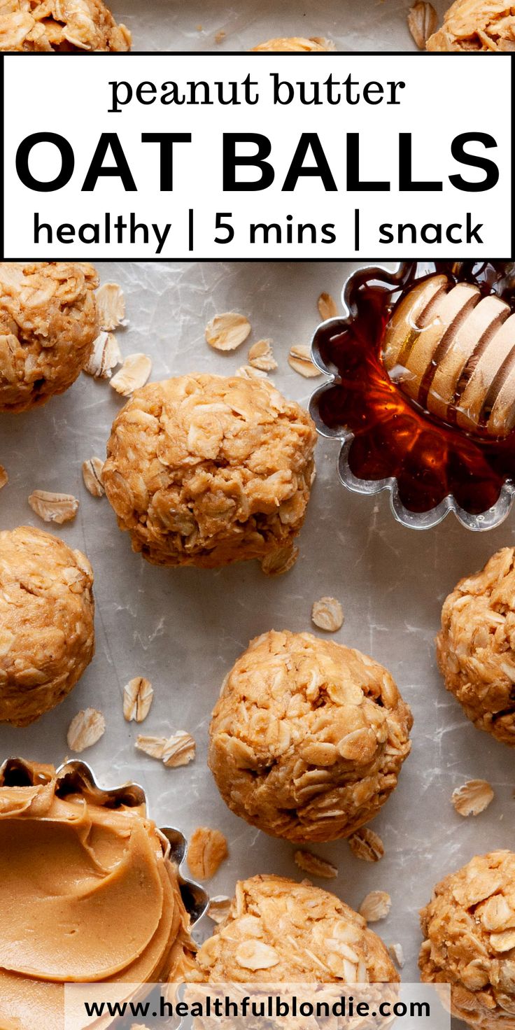 This is the best no-bake 3 ingredient peanut butter oatmeal balls recipe; it’s so easy to make in 5 minutes, healthy, and gluten-free. The perfect meal prep breakfast, snack, and dessert! Peanut Butter Oat Balls, Peanut Butter Oatmeal Balls, Oat Balls, Blondie Recipes, Oatmeal Balls, Peanut Butter Oat, Peanut Butter Energy Balls, Peanut Butter Snacks, Prep Breakfast