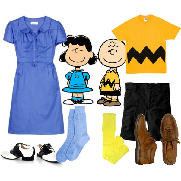 some clothes and shoes are arranged in the shape of charlie brown's family costume