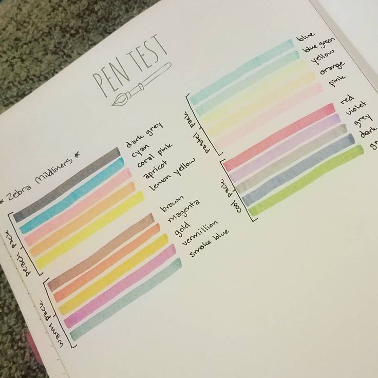 the pen test book is open and has different colors on it