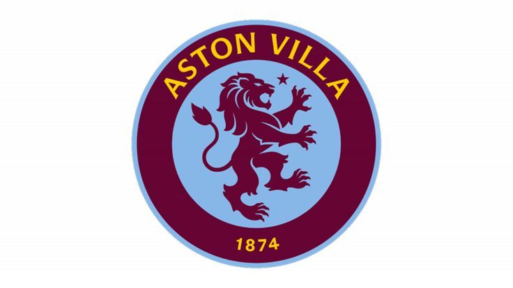 the aston villa logo is shown in purple and blue, with a lion on it's head