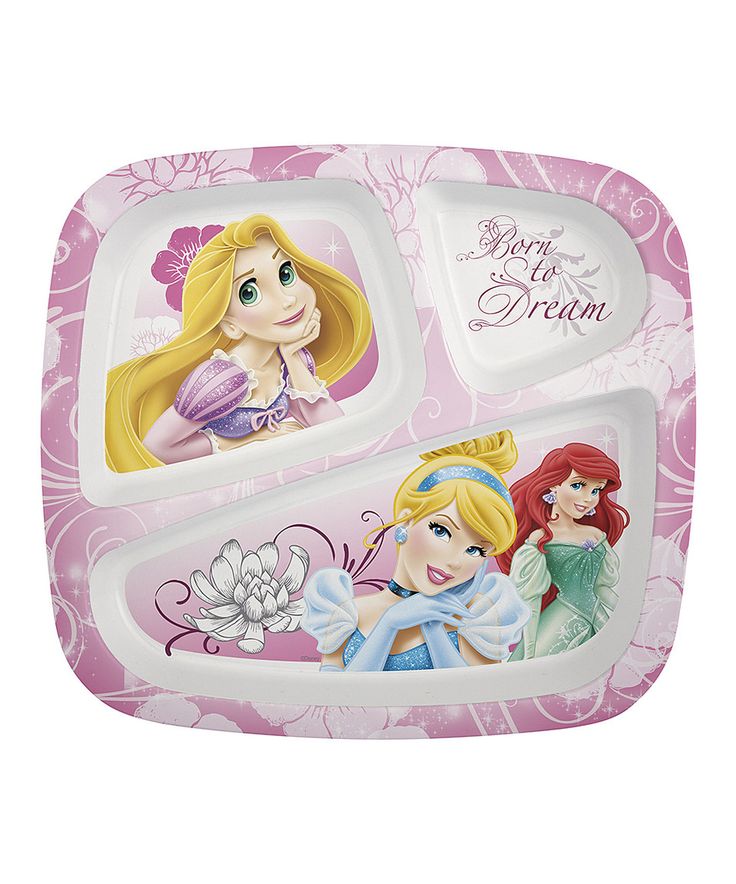 the princesses plates are pink and white