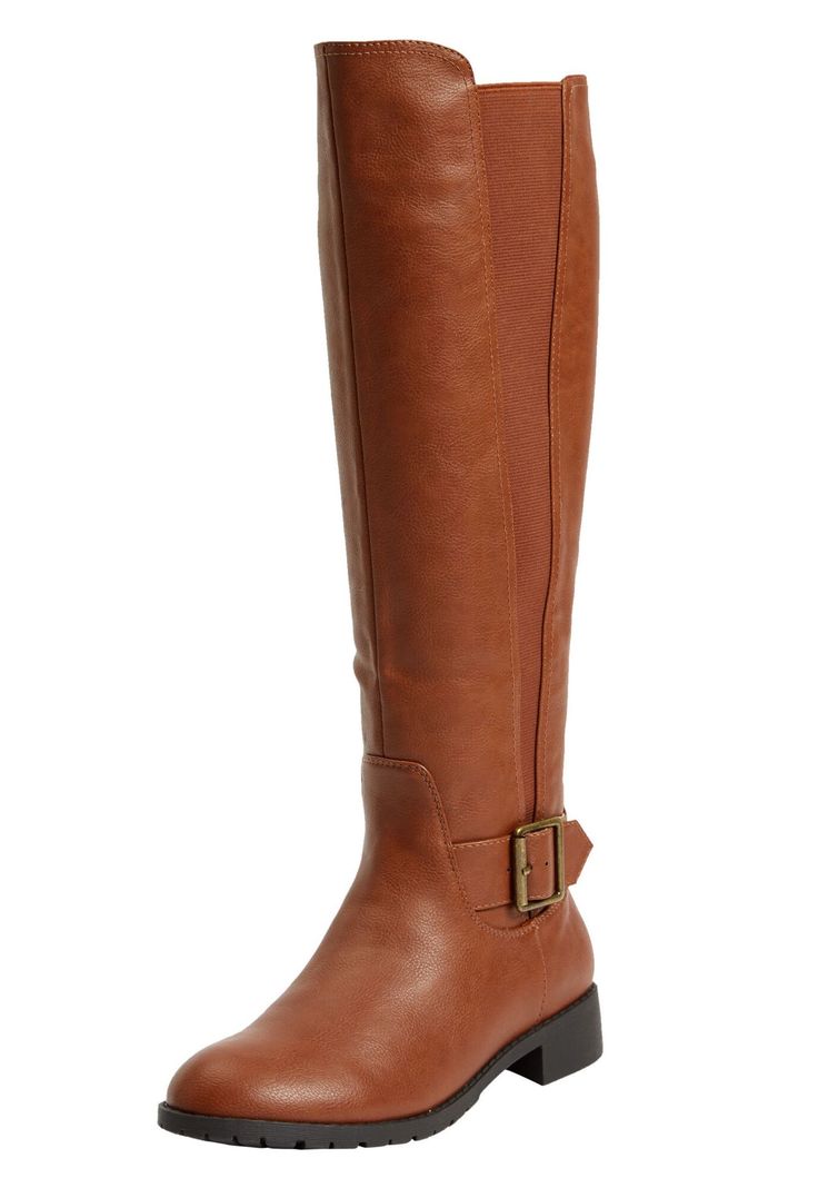 A must-have for comfortable and classic style, these tall wide calf boots will instantly boost your everyday look. Distressed leather-like upperElastic stretch panel for comfort and ease of fitFull inside zipper for easy on/offPadded insole for added comfort. Flexible, skid-resistant outsole15 1/2" shaft heightWide calf: 17 3/8"-20 1/4" shaft circumferenceNote: Measurements based on size 7 boot. For each full size larger, circumference increases by 1/2"1 1/4" heel heightClick here to shop regula Wide Calf Boots For Women, Wide Calf Knee High Boots, Wide Width Shoes, Wide Calf Boots, Wide Calf, Sport Sandals, Calf Boots, Distressed Leather, Tie Shoes