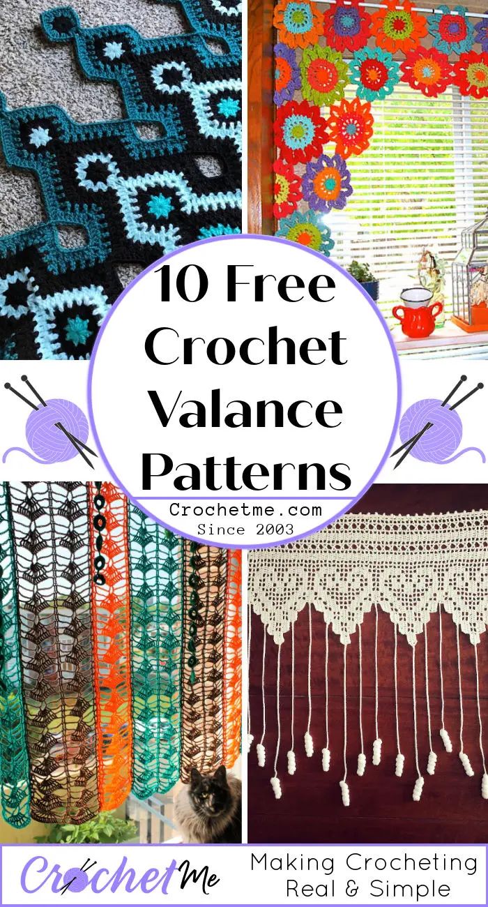 different crochet patterns with the words 10 free crochet valance patterns