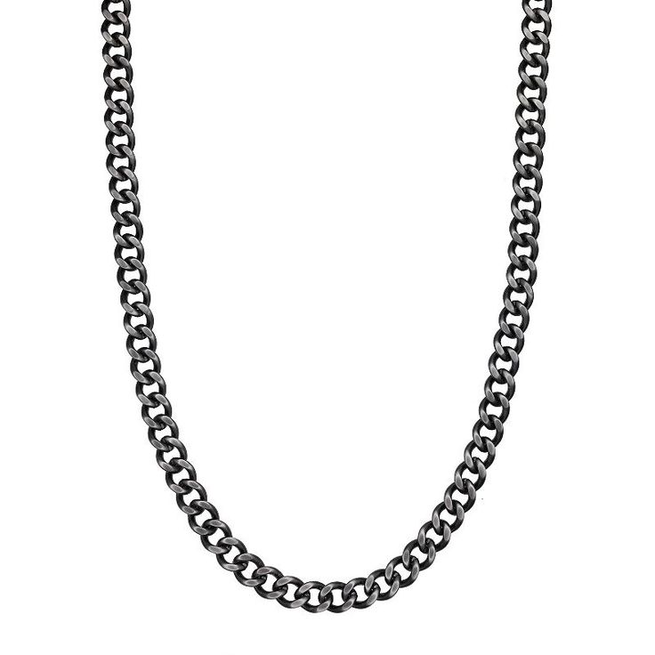 "Add something new and exciting to your daily look with this stainless steel curb chain necklace. Add something new and exciting to your daily look with this stainless steel curb chain necklace. Chain length: 24 in. Chain type: curb Clasp: lobster-claw Metal: stainless steel Finish: antiqued Packaging: pouch Please note, due to the high value of this item, a signature may be required upon delivery. Size: 24"". Color: Grey. Gender: male. Age Group: adult." Stainless Steel Curb Chain Necklace With Oval Links, Stainless Steel Oval Link Curb Chain Necklace, Stainless Steel Curb Chain Link Necklace, Stainless Steel Cuban Link Necklace With Curb Chain, Metal Cuban Link Chain Necklace, Gunmetal Link Chain Necklace, Black Curb Chain Link Necklace, Gunmetal Link Chain Necklaces, Chunky Stainless Steel Cuban Link Necklace