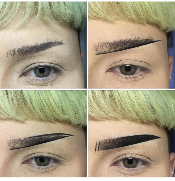 Half Shaved Eyebrows Goth, Unique Eyebrow Shapes, Punk Eyebrows, Alt Eyebrow Tutorial, Goth Eyebrow Shapes, Pointy Eyebrows, Pointed Eyebrows, Goth Brows, Sharp Eyebrows