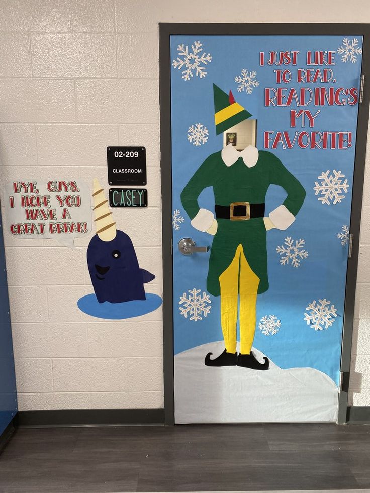 a door decorated to look like an elf